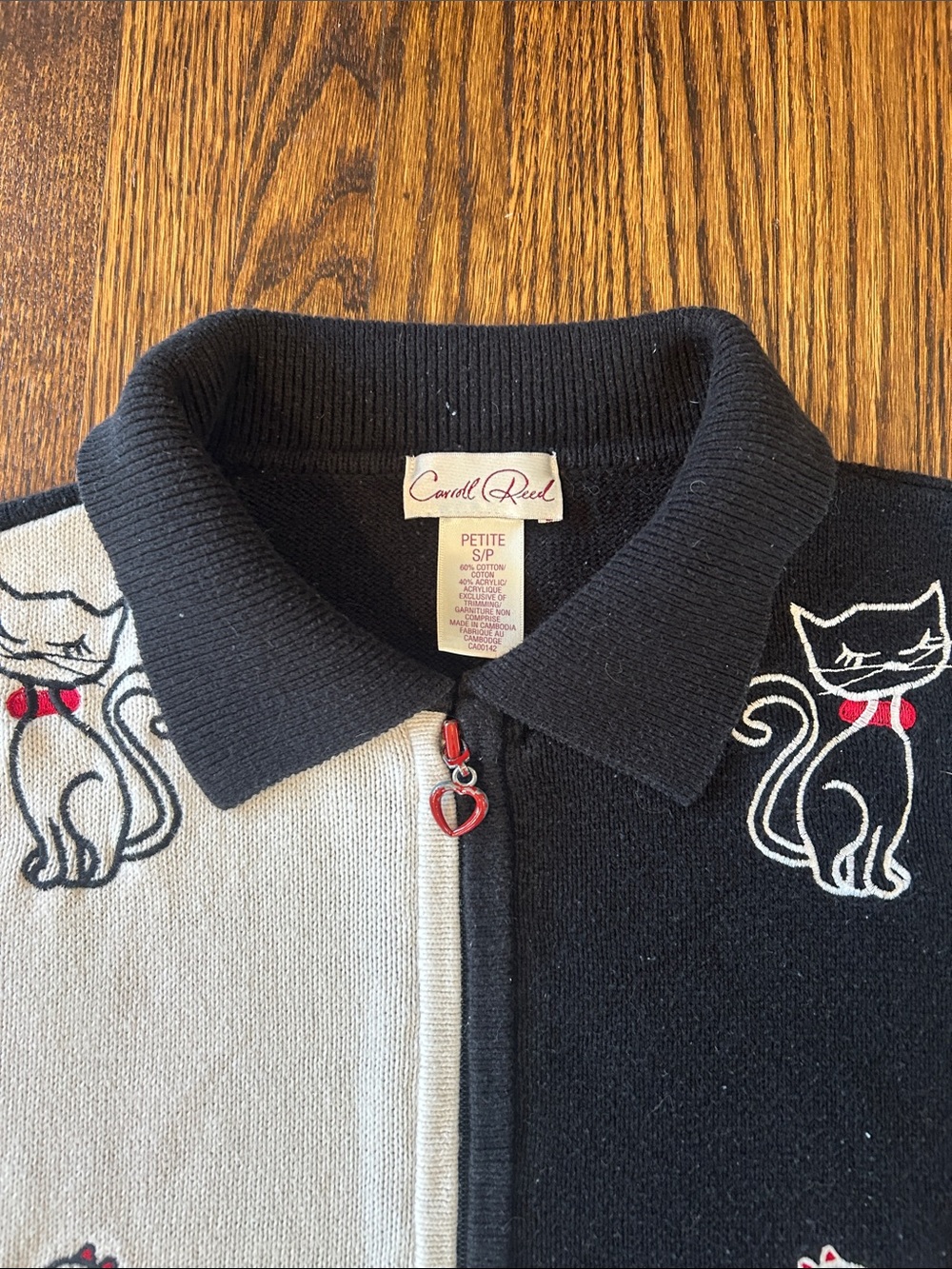 Vintage Y2K Knit Zip Up Cat Sweater - Picture 8 of 9